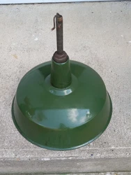  Used vintage Silv-a-king green industrial lamps in good condition. As is. Measures at 18