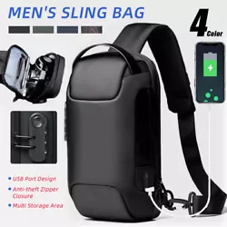   Mens Crossbody Bag Sling Bag Waterproof Backpack Shoulder Bag Chest Bag Anti-theft with USB Port for Travel  ...
