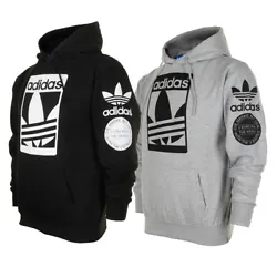 Adidas Mens Original Trefoil Street Graphic Front Pocket Pullover Hoodie Gry L.
