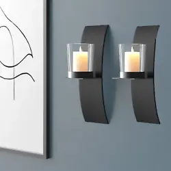 Brighten up your space with this chunky and sturdy set of 2 wall sconces! 【Premium Quality】Set of 2 candle holder,...