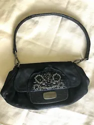 Crystal embellished black bag. Detachable Croco Strap. Strap: detachable leather strap. Classic Shoulder Bag or Evening...