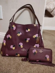 COACH 37160 Edie 31 Floral Pebbled Leather Hobo Shoulder Bag w/Wristlet Wallet.  Is pre-owned. Please check pictures...