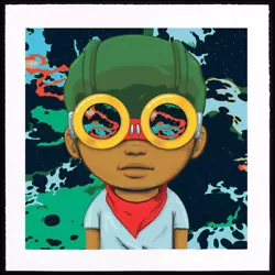 Print is limited edition of 100, signed and numbered by artist Hebru Brantley.