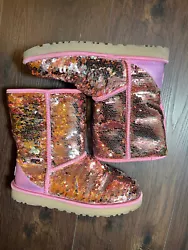 UGG Womens Pink Sequin Boot, 1094982 Size 8. Clean Gently used, PLEASE note there are some sequins on the top of the...