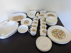 Corelle Corningware Indian Summer Place Setting Full Set. Used, sold as is. Some crazing and wear on casserole dishes....