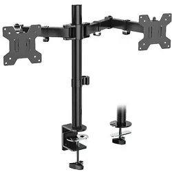 Application: This dual monitor arm desk mount fits two monitors up to 27