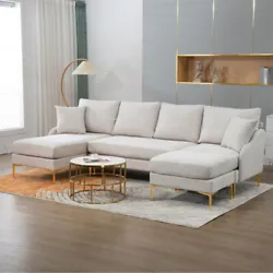 Modular Sectional Sofa U Shaped Couch 4-Seat Couch with Chaise Lounge Upholstere. Customizable Layout: During...