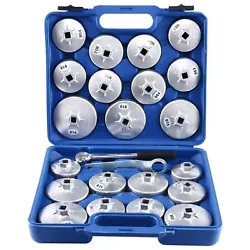 1pc Ring Spanner. 21pcs Oil Filter Cup Sizes. This universal kit is constructed of heat treated steel, designed for...