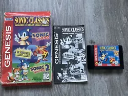 Sonic Classics includes 3 great sonic games sur sega genesis. Boîtier en état correct, notice et cartouche en bon...