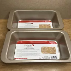 Set of 2 NEW Celebrate It Non-Stick Christmas Tree Loaf Pan Carbon Steel.