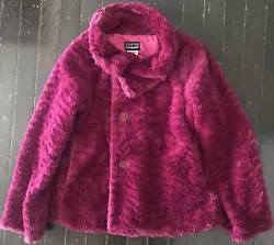 Patagonia Girls Pelage Coat L (12) Faux-Fur Fluffy Plush Textured Jacket Purple. Great used condition. Note some marks...