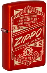 Inspired by vintage advertisements, this Metallic Red lighter is laser engraved with one of Zippos original logos...