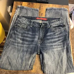 Rock and Roll Cowboy Jeans 34x34 Double Barrel Straight Relaxed Medium Wash. size is based on measurements. Tag says...