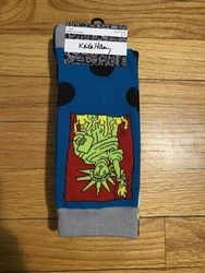 Keith Haring 2 Pack Pride Crew Socks with Enamel Pin Mens Size 10-13 Gray Color New Sealed Box.
