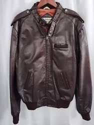 Vintage 80s 90s Members Only Chocolate brown leather jacket size LT, presumably long tall like an XL or 2XL, refer to...