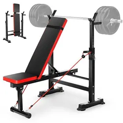 Includes1 VIBESPARK Olympic Weight Bench, and1 Weight Lifting Rack for full body strength training, such as Flat Bench...