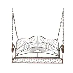 Here is our Outdoor Garden Iron Wire Double Swing Chair. What are you hesitating about?. Backrest Height: 22.44