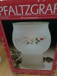 Pfaltzgraff Winterberry Frosted Glass Floating Pillar Candle Holder -Holly Berry.