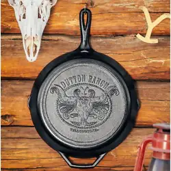 This classic cast iron skillet is both functional and collectible, featuring a steer skull design. Steer Skull design...