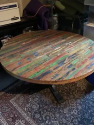 kitchen/ game table. 48 inch diameter x 30 inch height solid wood colorful paint design