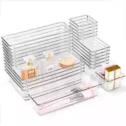 Our EDENHAUS clear organizing bins set perfect for different drawers, such as bathroom drawer organizers, makeup drawer...