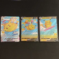 Lot de trois cartes Pikachu surfeur V , Pikachu volant V, Pikachu volant, V. Max. Belle carte, facilement gradable,...