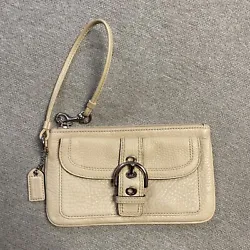 Coach Wristlet Tan Leather Clutch pre-own but very good condition