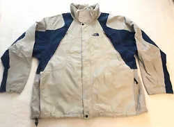 Rare!! Vintage North Face TNF Mens Ski Style Full Zip Snap Jacket Beige Blue . Size XXL. Few small spots , and one side...