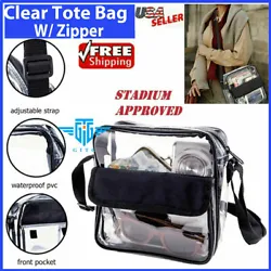 Clear PVC Handbag. transparent PVC materials. Material: PVC. airport or at the stadium. strap has a zipper closure to....
