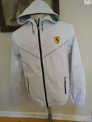 Official Ferrari Scuderia Off-white Hooded Windbreaker Full Zip Jacket Size XL. Condition is 