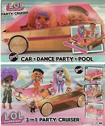 LOL Surprise 3-in-1 Party Cruiser Car with Surprise Pool, Dance Floor and Magic.