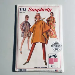 Simplicity 7173 Sewing Pattern 1960s Reprint Poncho or Burnoose One Size UNCUT.