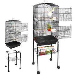 【SPACIOUS CAGE】 - This bird cage has 4 perches that the birds can sit on and play. Tall stand for higher cage...