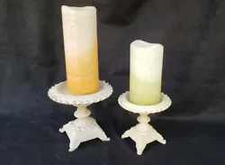 Pair of Wrought Iron Victorian Candle Holders with Battery Operated Candles.  Very good pre-owned condition.   Please...