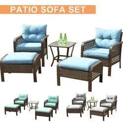 5Pcs Outdoor Patio Sofa Furniture Set Rattan Wicker Cushion Outdoor Garden Decor. Our patio Rattan Sofa set includes 2...