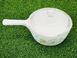 Vintage Corning Ware Floral Bouquet Handle Saucepan With Lid P-82-B 1-1/2 Pint.  Very Clean