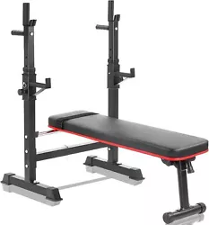 HEAVY-DUTY STRUCTURE & MORE SAFER:    Weight bench with barbell rack set are made of powder-coated heavy-duty steel....