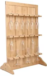 ikare Champagne Wall Holder for Party, 3-Tier Wooden Champagne Glass Flute Holder Wall Stand Rack, Wine Glass Holder...