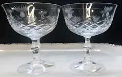 This beautiful set of 2 Glasses are made by Krosno Crystal in Poland and are the Champagne or Tall Sherbet Clear with...