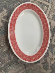 Vintage PYREX Corning Pink Laurel Leaf Oval Dinner Plate 11.5