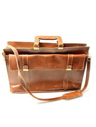 RARE Vintage HH Heiser Brown Leather Breifcase Messenger Bag rustic 50’s style.  Seemingly very rare HHH briefcase, I...