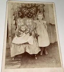 Tapestry Cabinet Photo! Lovely Fashion Outfits! Small Child in Rocking Chair!