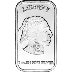 Each SilverTowne Silver Bar is individually heat sealed in plastic. The obverse features the Indian Head Buffalo Nickel...