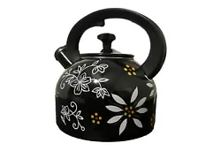 Add a touch of elegance to your tea time with this beautiful floral-themed Temp-tations By Tara tea kettle teapot. With...