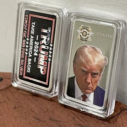 “Experience exclusivity with this 1oz. 999 fine silver bar, limited to 250 pieces. The front boasts Donald Trump’s...