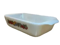 Anchor Hocking FIRE-KING 1 Qt NATURES BOUNTY #441 Baking Loaf Dish Small Chip. •Vintage Anchor Hocking Fire King...