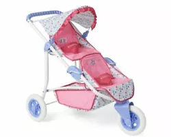 Take Bitty Baby and a friend for a walk in this double stroller. Bitty Baby. Double Stroller. and a retractable canopy.