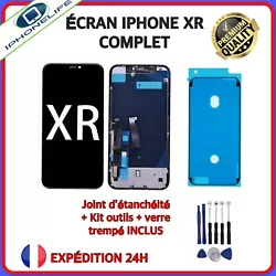 Bloc Complet écran pour iPhone XR - Vitre tactile et écran LCD assemblés sur châssis, prêt à monter. - JOINT...