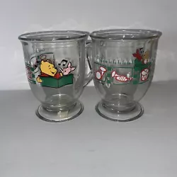 Disney Winnie The Pooh Glass Pedestal Mug Winter Holiday Snow Anchor Hocking Cup. Best offer excepted Free shipping...