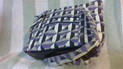 Handmade Graphic Art Geometric Blue,Black Gray Tote Bag,Zippered Top. Has multiple pockets....5 inside pockets  and ...